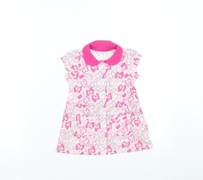 Matalan Girls Pink   T-Shirt Dress  Size 9-12 Months  - butterflies