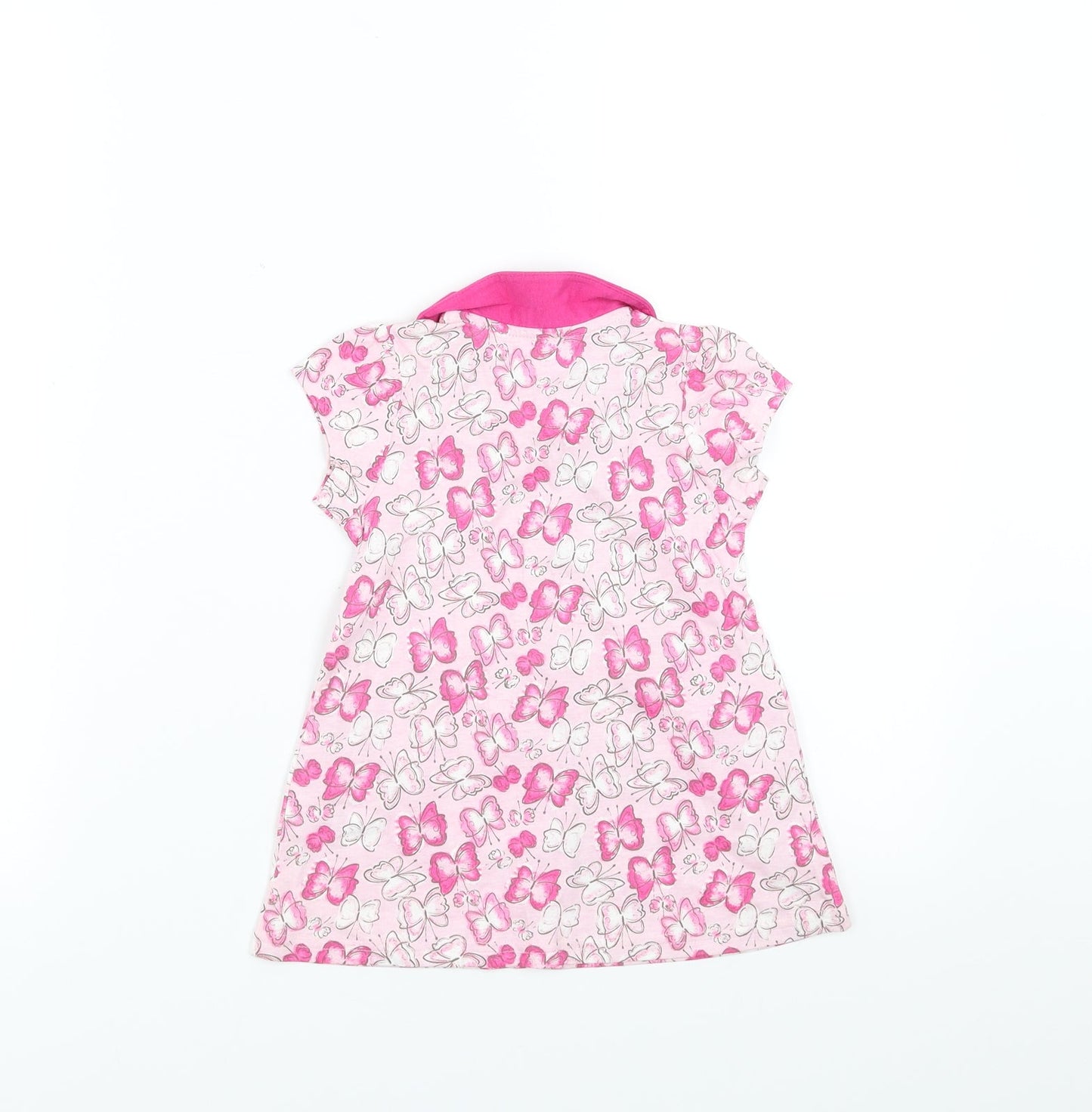 Matalan Girls Pink   T-Shirt Dress  Size 9-12 Months  - butterflies