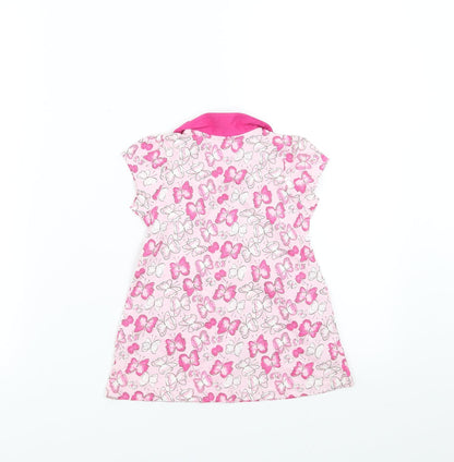 Matalan Girls Pink   T-Shirt Dress  Size 9-12 Months  - butterflies