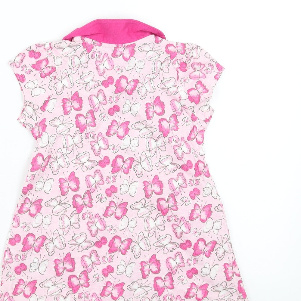Matalan Girls Pink   T-Shirt Dress  Size 9-12 Months  - butterflies