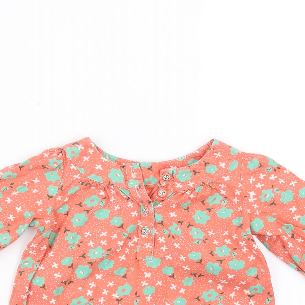 Mothercare Girls Orange Floral  Shift  Size 6-9 Months