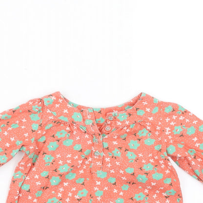 Mothercare Girls Orange Floral  Shift  Size 6-9 Months
