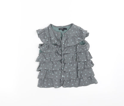 Marks and Spencer Girls Green   Basic Blouse Size 2-3 Years  - ruffle, stars