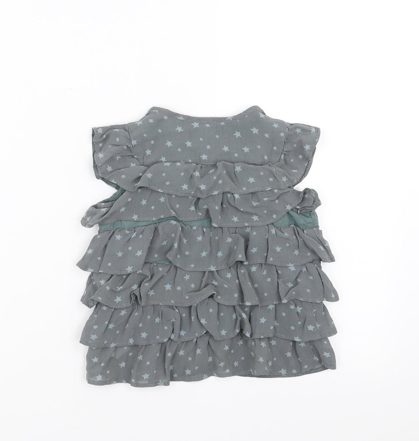 Marks and Spencer Girls Green   Basic Blouse Size 2-3 Years  - ruffle, stars