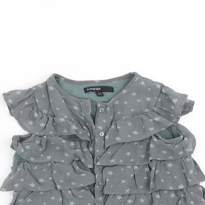Marks and Spencer Girls Green   Basic Blouse Size 2-3 Years  - ruffle, stars