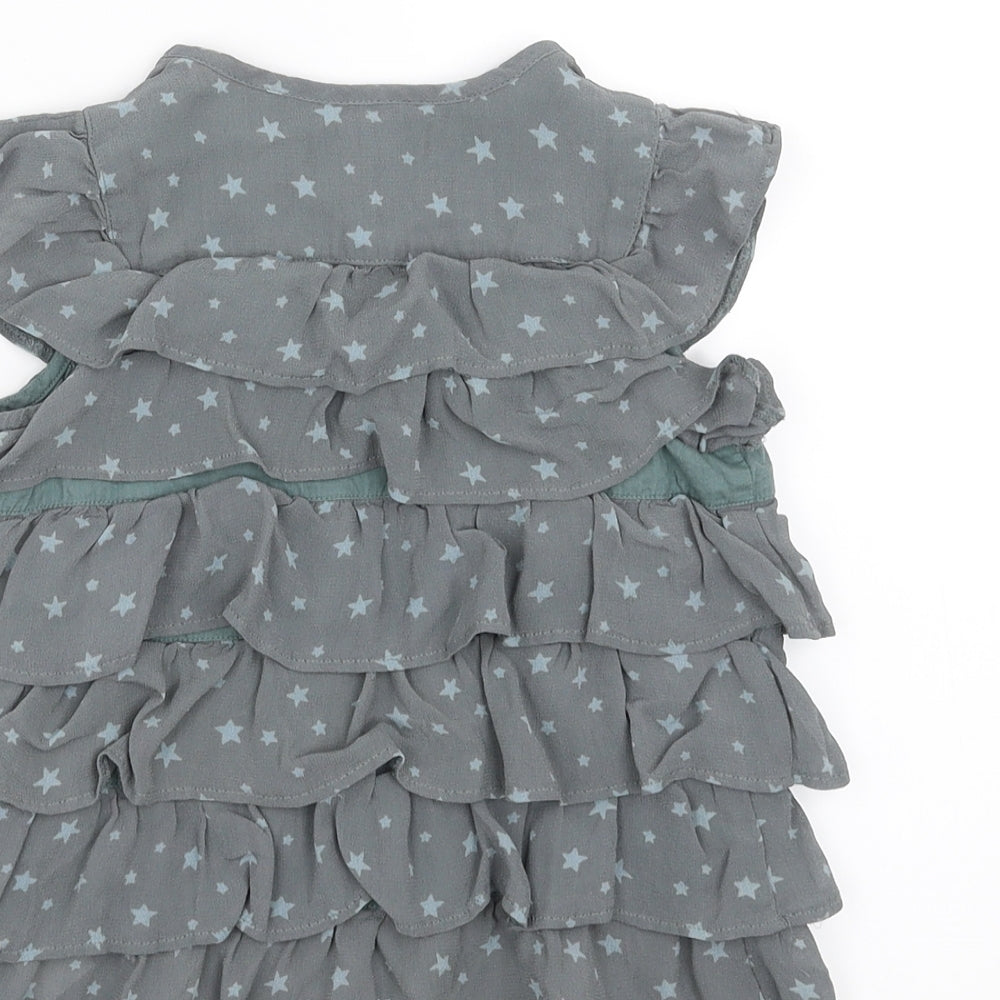 Marks and Spencer Girls Green   Basic Blouse Size 2-3 Years  - ruffle, stars