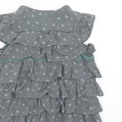 Marks and Spencer Girls Green   Basic Blouse Size 2-3 Years  - ruffle, stars