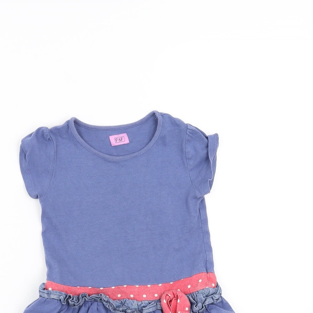 F&F Girls Blue   T-Shirt Dress  Size 2-3 Years