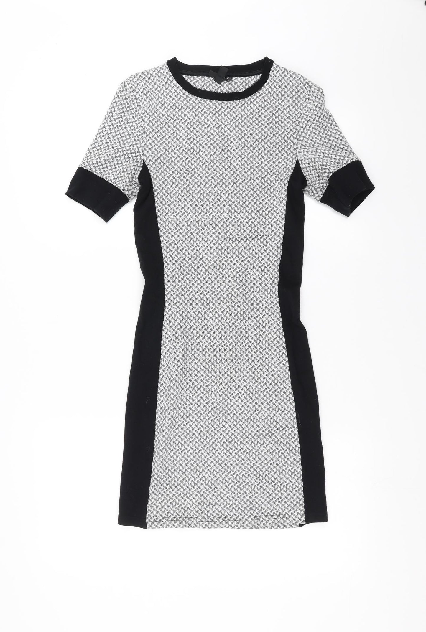Topshop Womens Grey Geometric  Bodycon  Size 8
