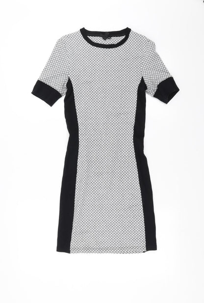 Topshop Womens Grey Geometric  Bodycon  Size 8