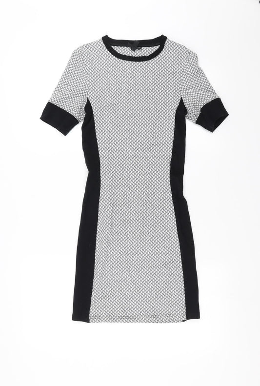 Topshop Womens Grey Geometric  Bodycon  Size 8