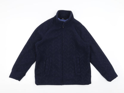 BM casual Womens Blue Geometric Fleece Full Zip Jumper Size XS