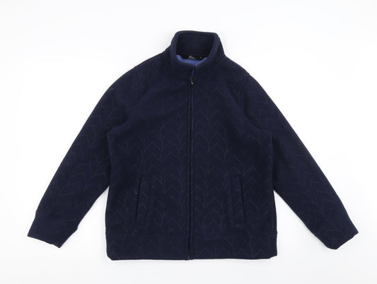 BM casual Womens Blue Geometric Fleece Full Zip Jumper Size XS