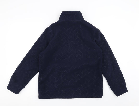 BM casual Womens Blue Geometric Fleece Full Zip Jumper Size XS