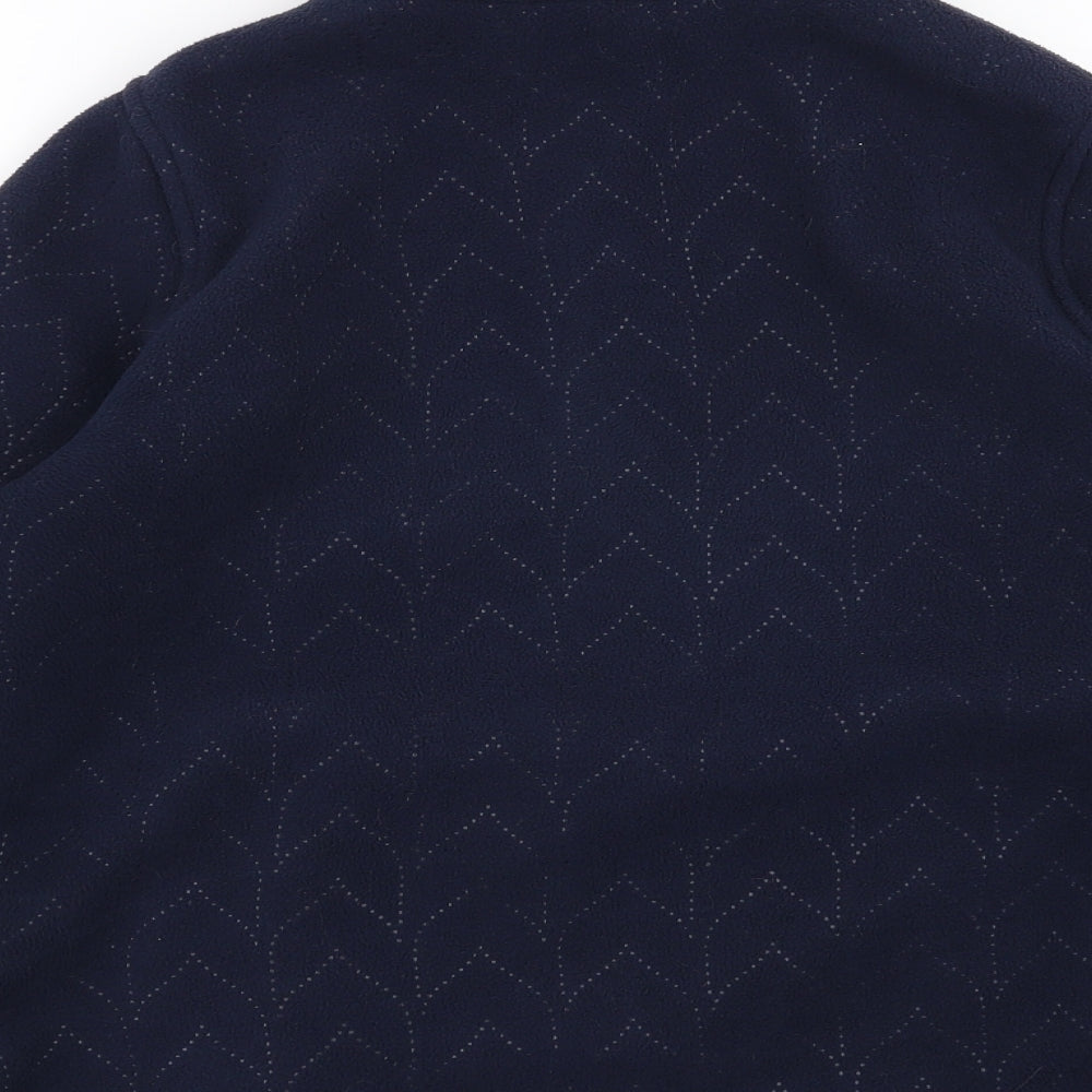 BM casual Womens Blue Geometric Fleece Full Zip Jumper Size XS
