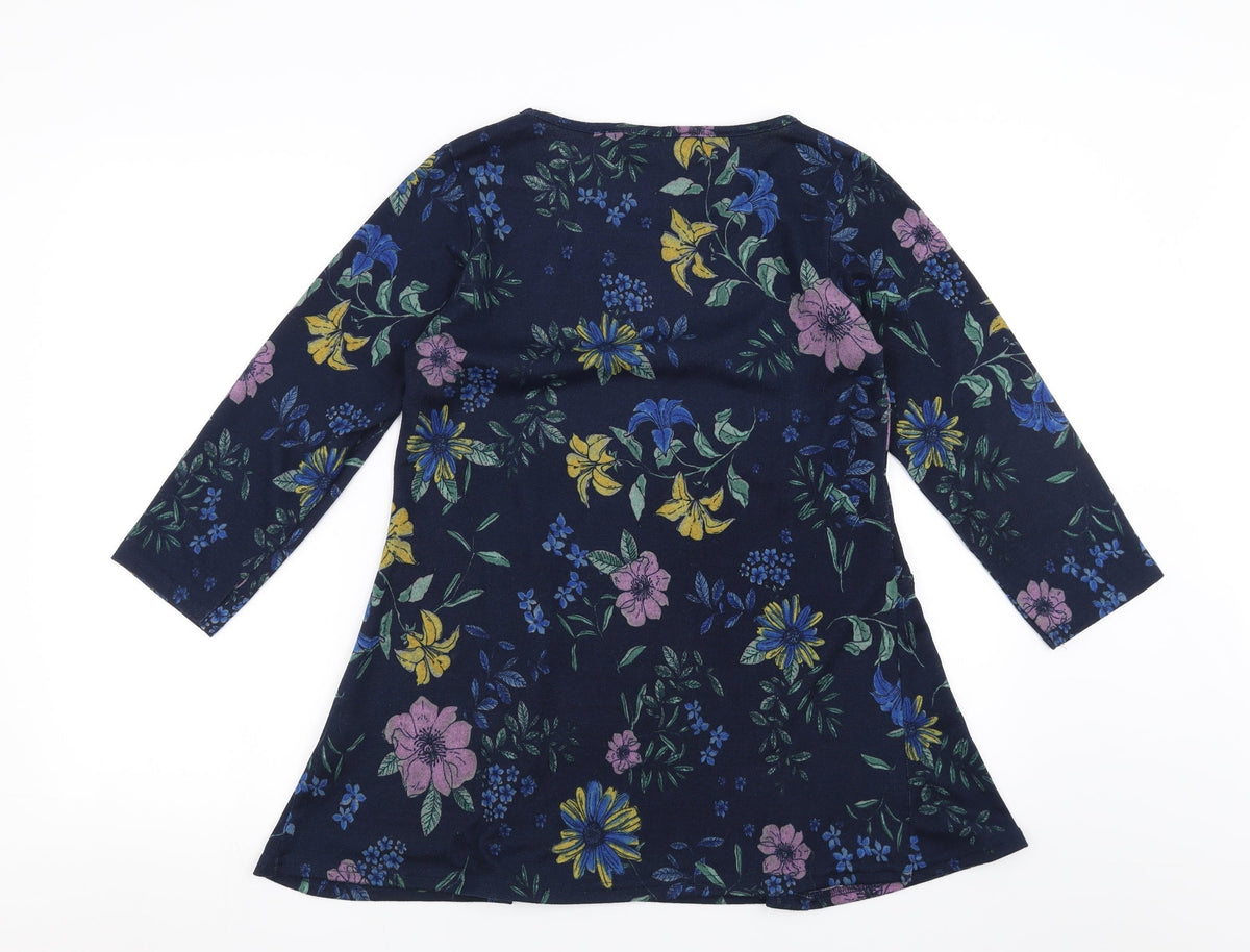 Back view of ISLE women’s blue floral jumper, size UK 10