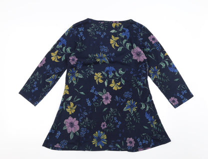 Back view of ISLE women’s blue floral jumper, size UK 10