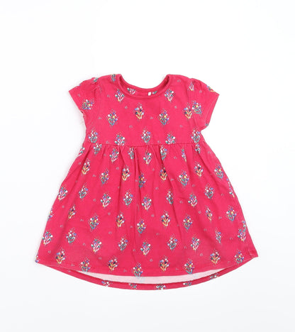 Mini Club Girls Pink Floral  T-Shirt Dress  Size 12-18 Months
