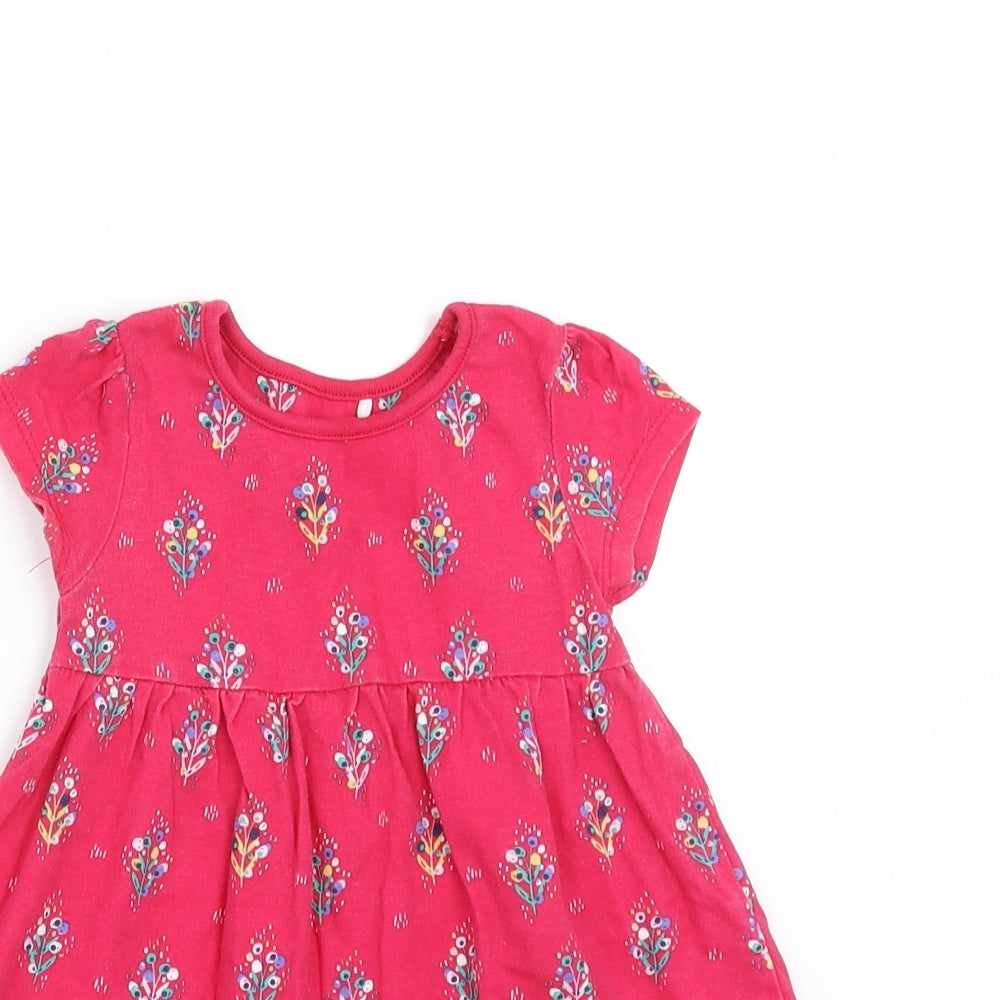 Mini Club Girls Pink Floral  T-Shirt Dress  Size 12-18 Months