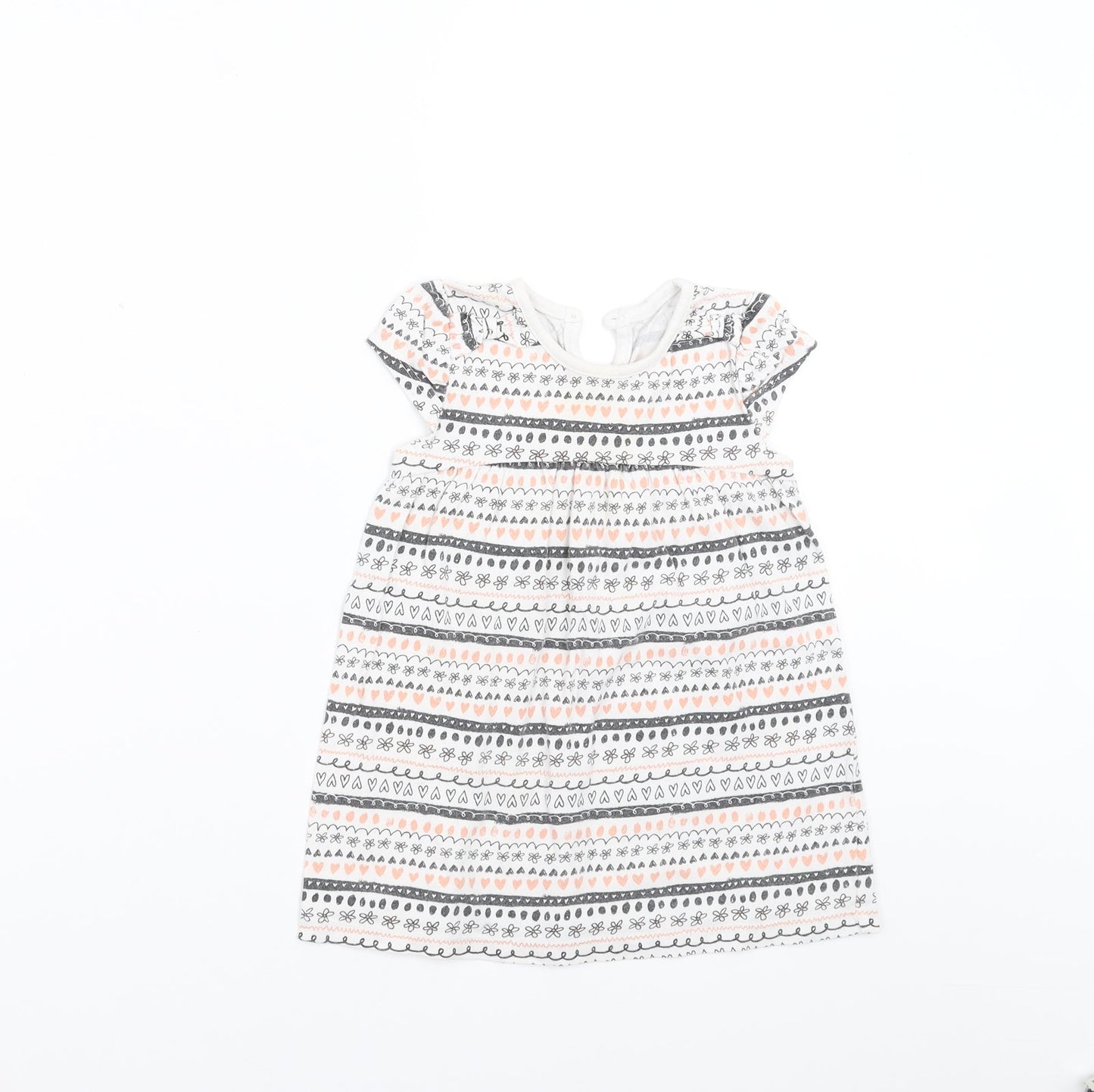 George Girls White Geometric  T-Shirt Dress  Size 12-18 Months