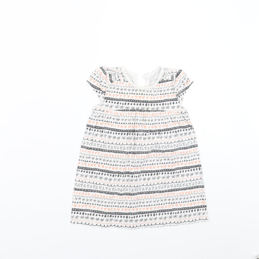 George Girls White Geometric  T-Shirt Dress  Size 12-18 Months