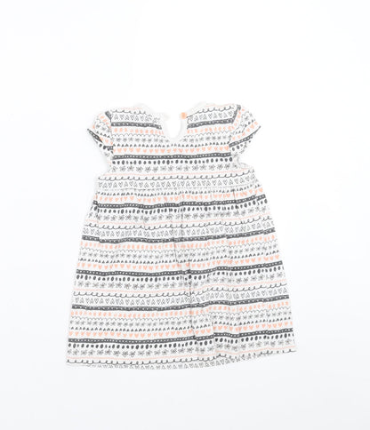 George Girls White Geometric  T-Shirt Dress  Size 12-18 Months