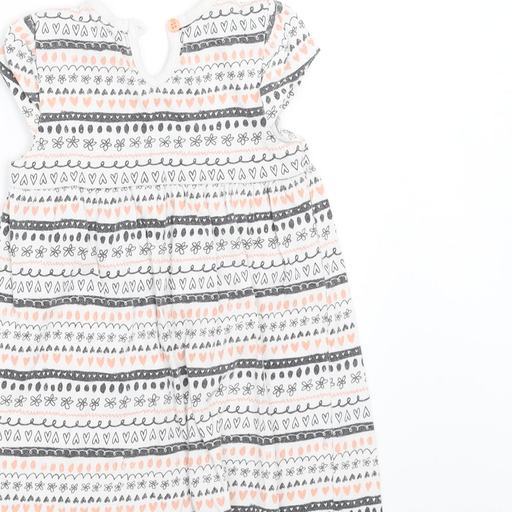 George Girls White Geometric  T-Shirt Dress  Size 12-18 Months