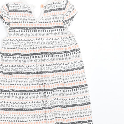 George Girls White Geometric  T-Shirt Dress  Size 12-18 Months