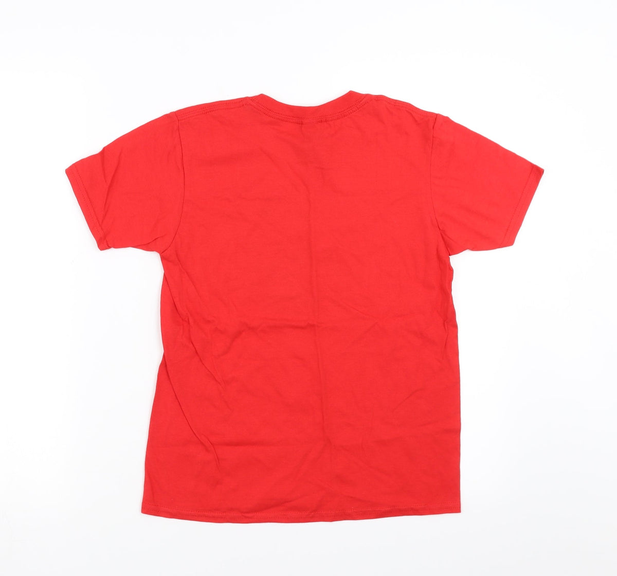 Back view of Gildan boys’ red basic t-shirt, size L, - inspired heroes