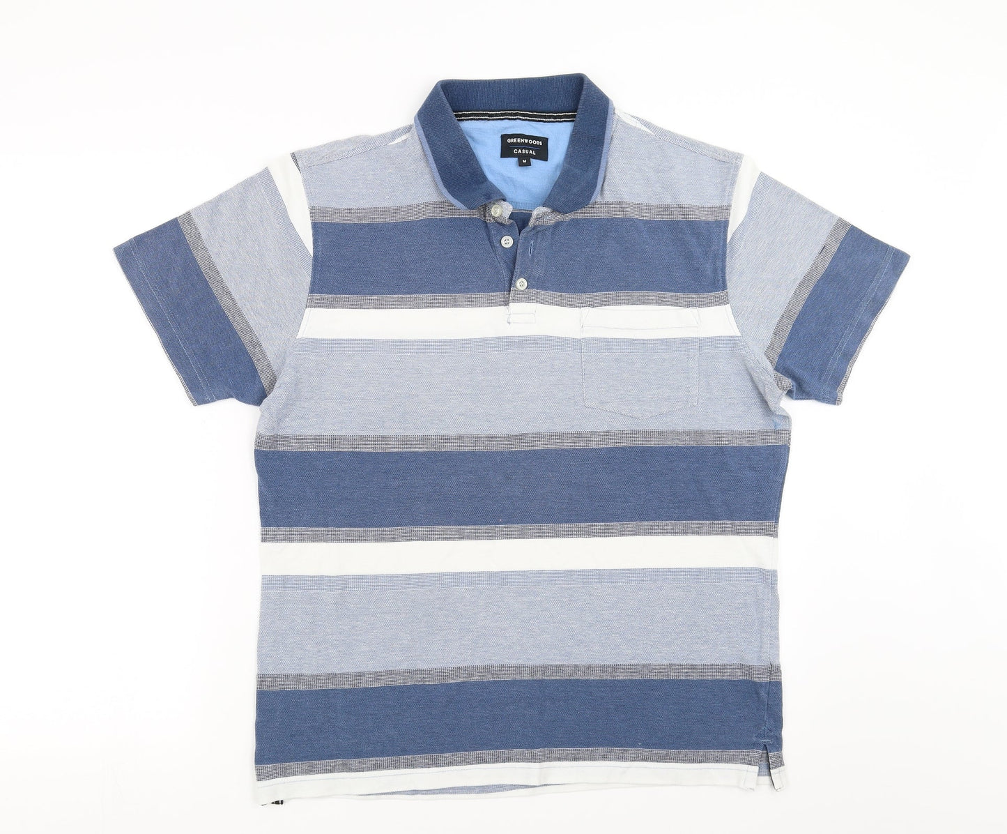 Greenwoods Mens Blue Striped   Polo Size M