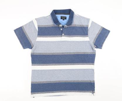 Greenwoods Mens Blue Striped   Polo Size M