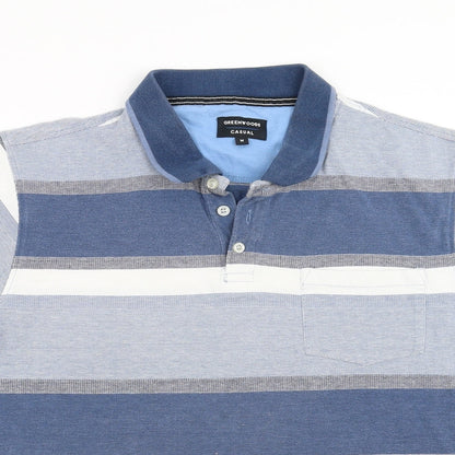 Greenwoods Mens Blue Striped   Polo Size M