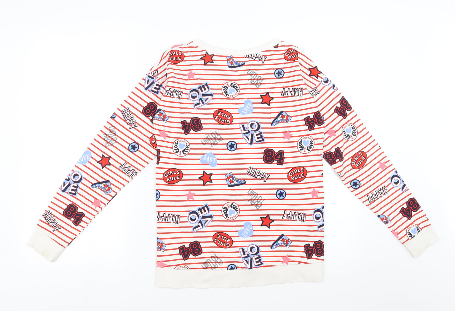 Sainsburys Girls White Striped  Pullover Sweatshirt Size 14 Years  - girls rule