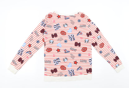 Sainsburys Girls White Striped  Pullover Sweatshirt Size 14 Years  - girls rule