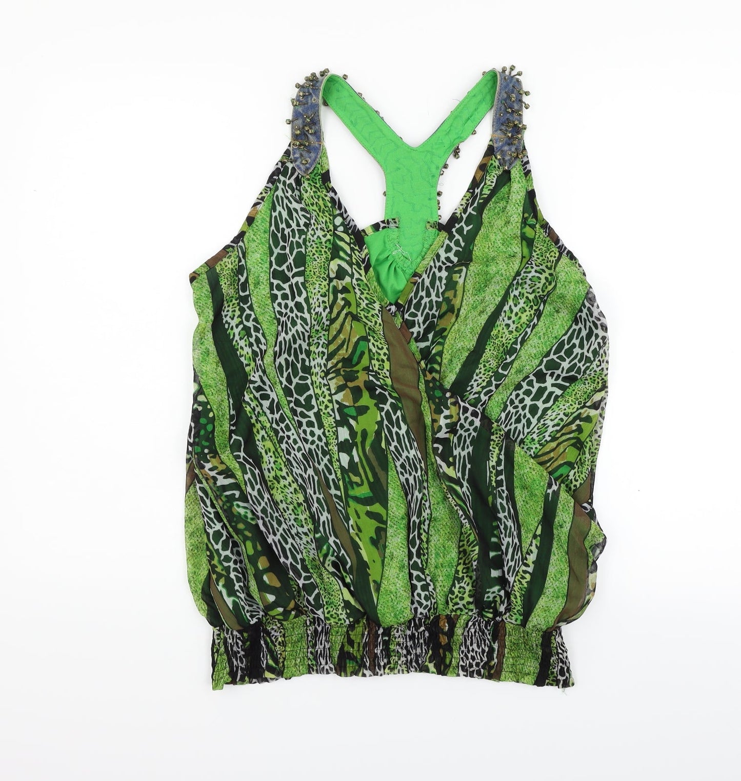 Womens UK Size M Jaune Rouge Green Basic Tank