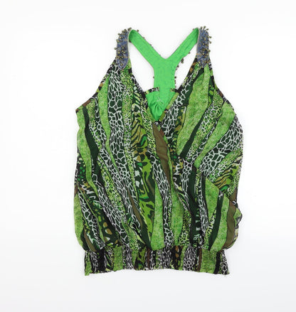 Womens UK Size M Jaune Rouge Green Basic Tank