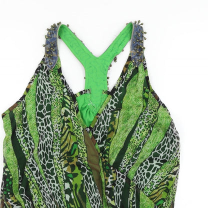 Womens UK Size M Jaune Rouge Green Basic Tank