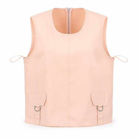 Front view of iNFLUENCE women’s pink basic blouse, size UK 14