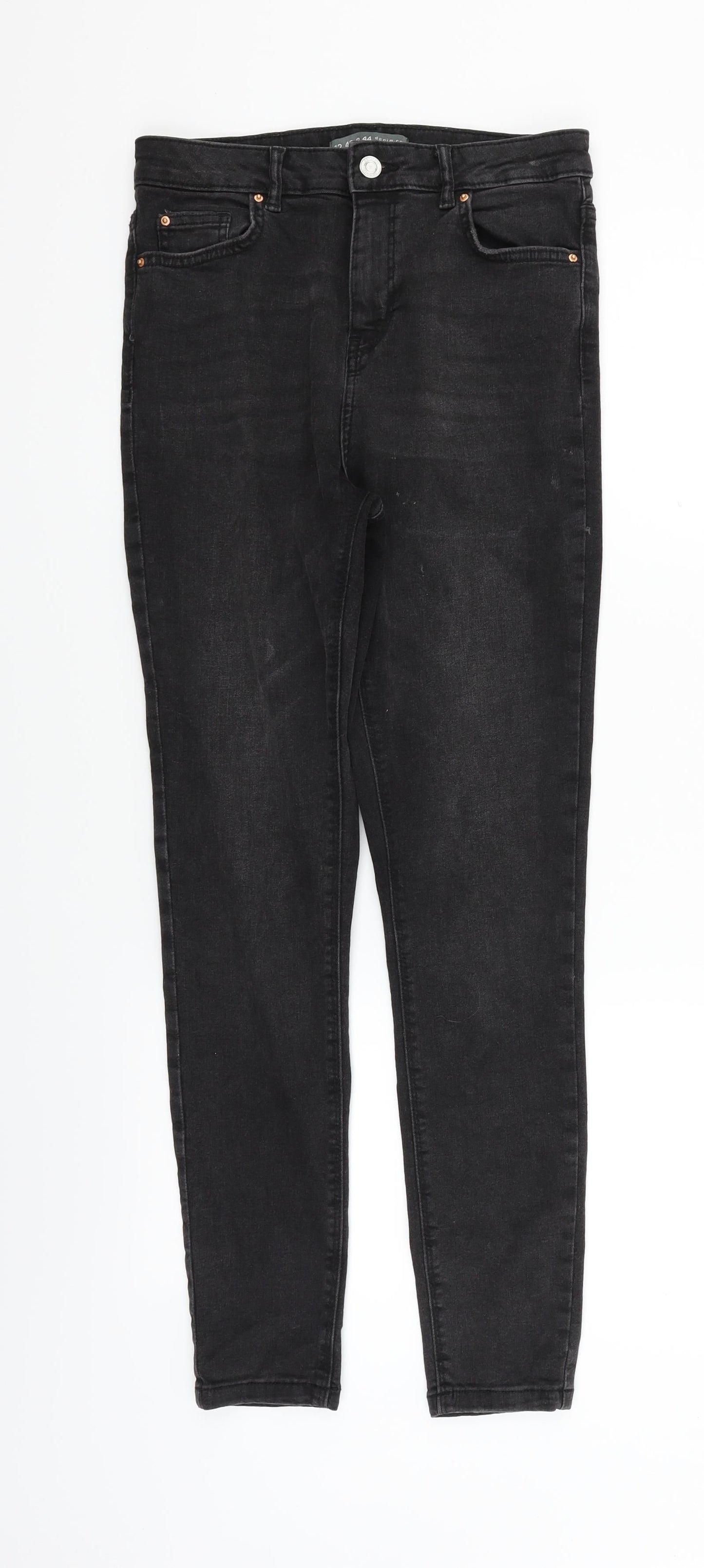 Womens UK Size 12 deniem & co Regular Fit Straight Black Jeans