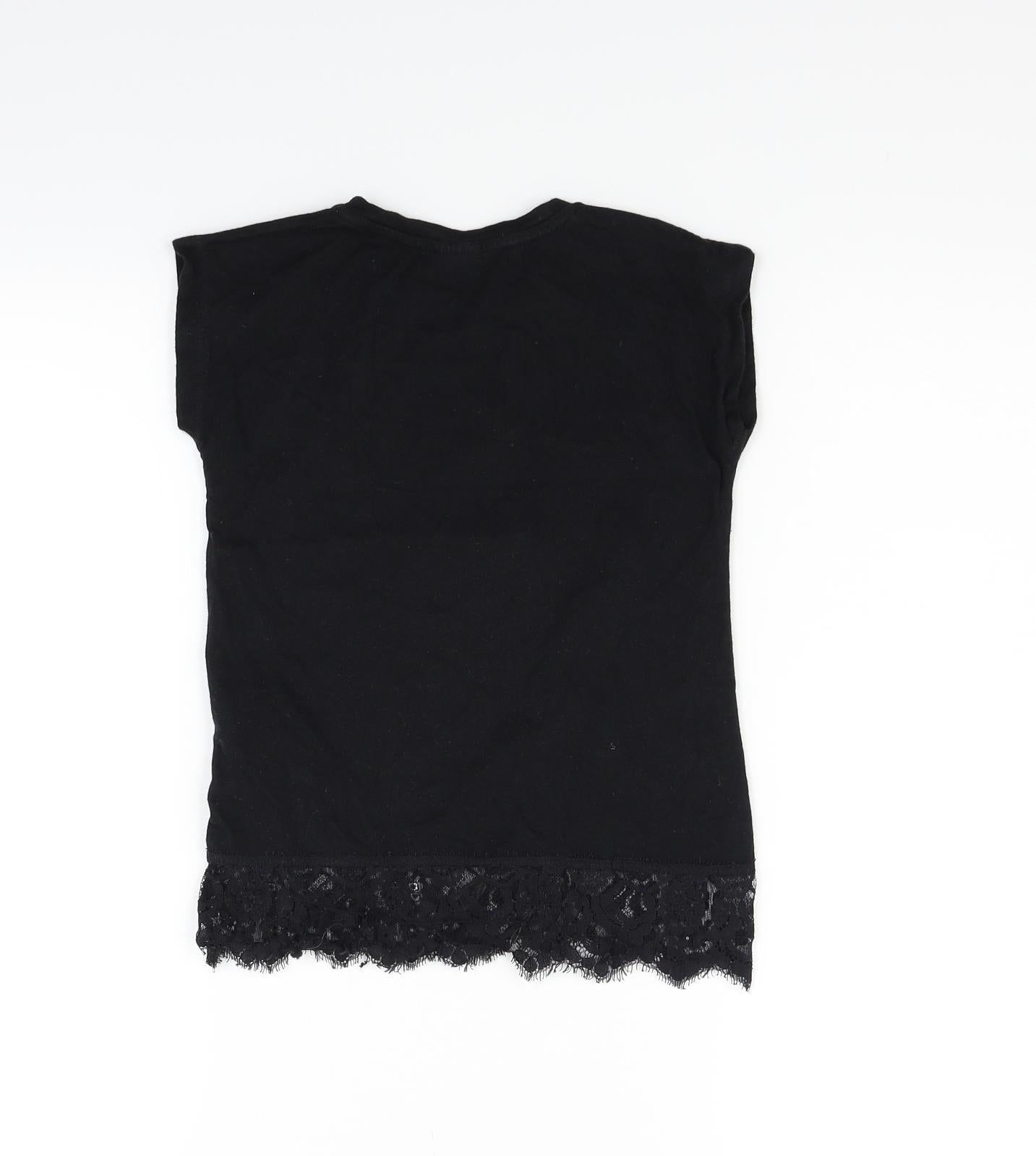 F&F Girls Black   Basic T-Shirt Size 6-7 Years