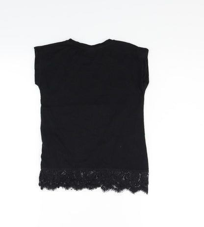 F&F Girls Black   Basic T-Shirt Size 6-7 Years