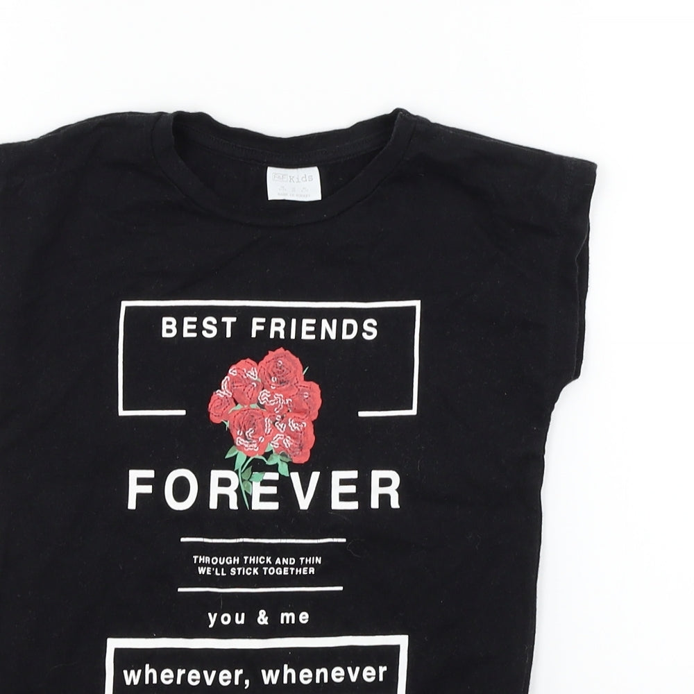 F&F Girls Black   Basic T-Shirt Size 6-7 Years