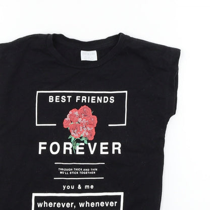 F&F Girls Black   Basic T-Shirt Size 6-7 Years