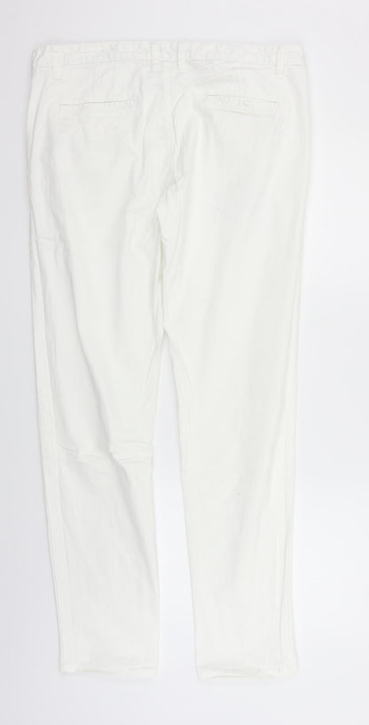 Womens UK Size L deniem & co Regular Fit  White Trousers