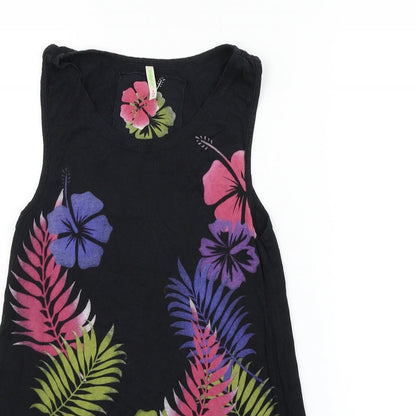 deniem & co Womens Black Floral  Fit & Flare  Size 8