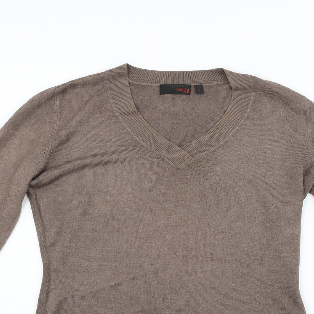 Close-up detail of Next women’s brown jumper, size UK 8