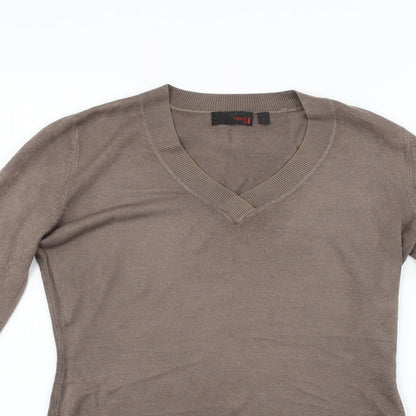 Close-up detail of Next women’s brown jumper, size UK 8