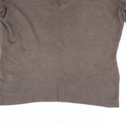 Brand and care label for Next women’s brown jumper, size UK 8