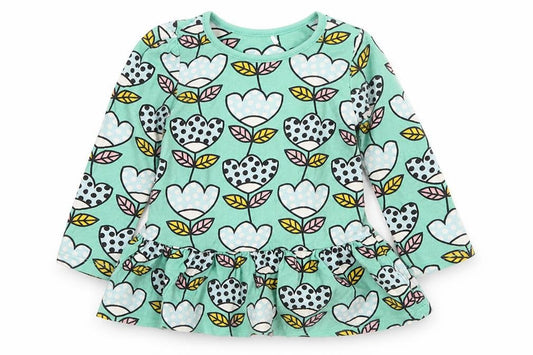 Mini Club Girls Green Floral  Shirt Dress  Size 9-12 Months