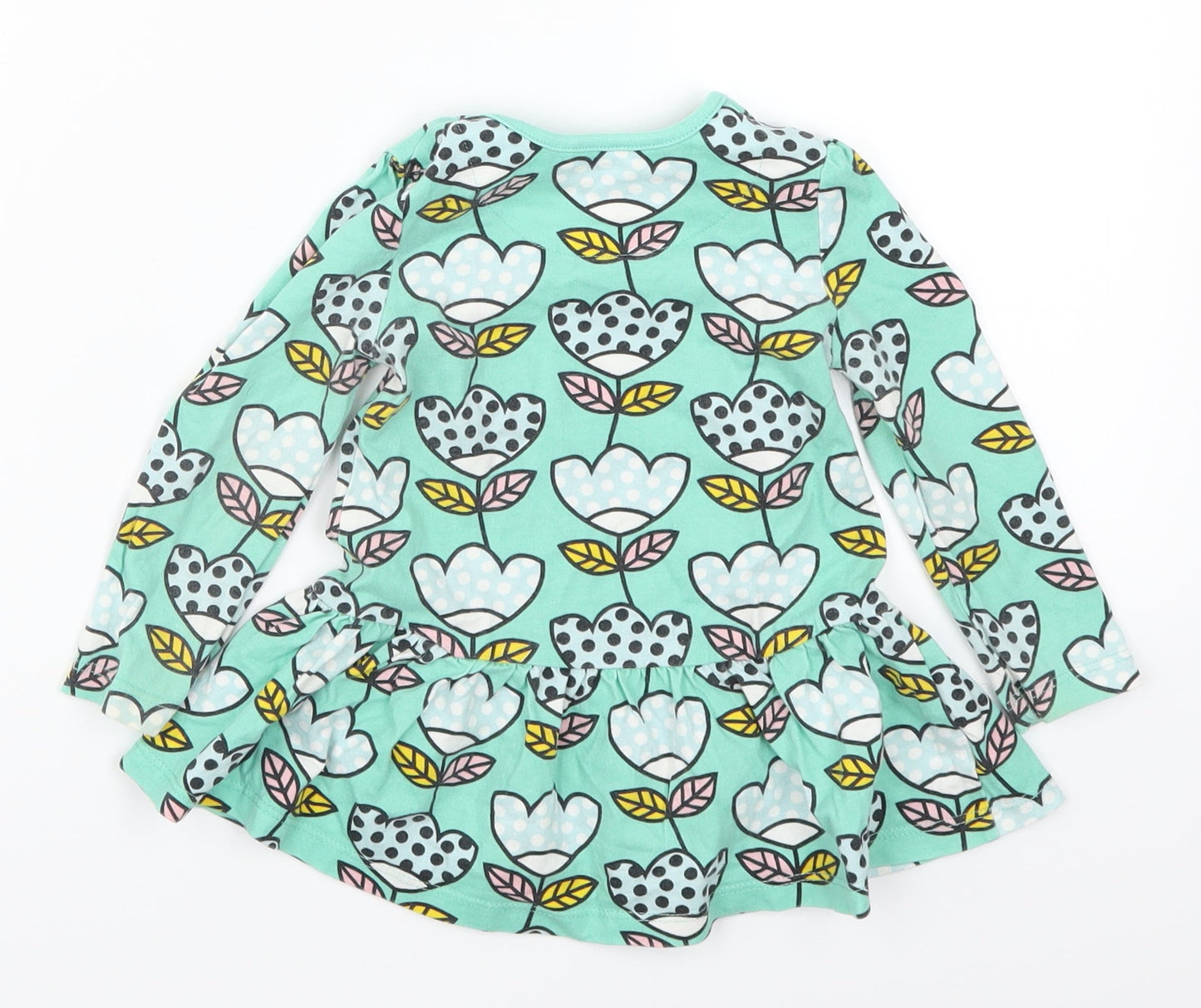Mini Club Girls Green Floral  Shirt Dress  Size 9-12 Months